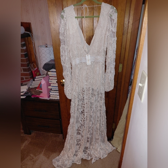 Jen's Pirate Booty Reflection Lapis Lace Maxi Dress Cream/Natural - Picture 8 of 16